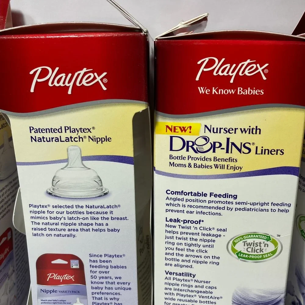 Playtex Baby Bottles Nurser with Drop Ins Liners Angled NaturaLatch SLOW 0-3M+